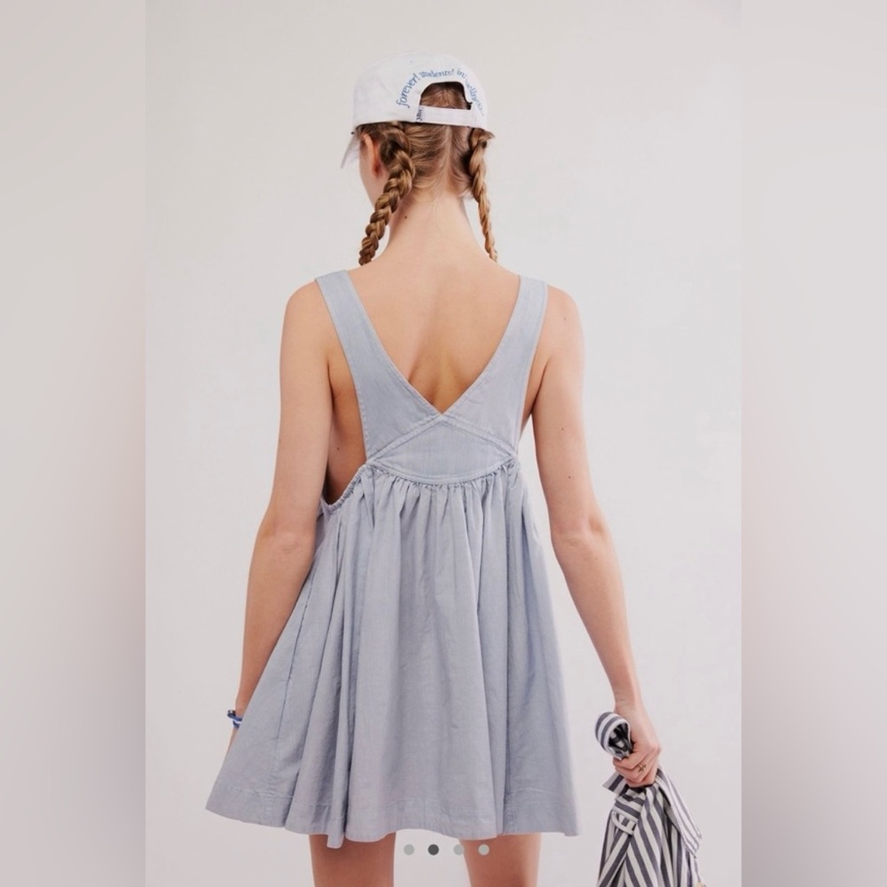 NWT Free People We the Free Aster Mini Babydoll Overall Dress in Xenon Blue - Picture 2 of 8